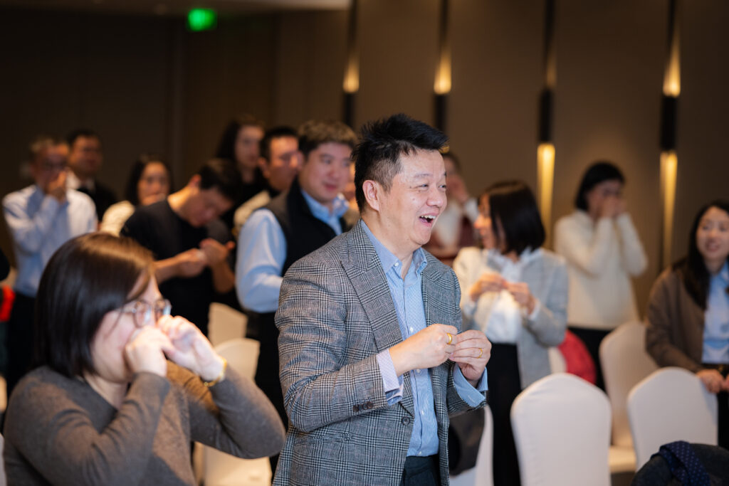 Participant excited during training