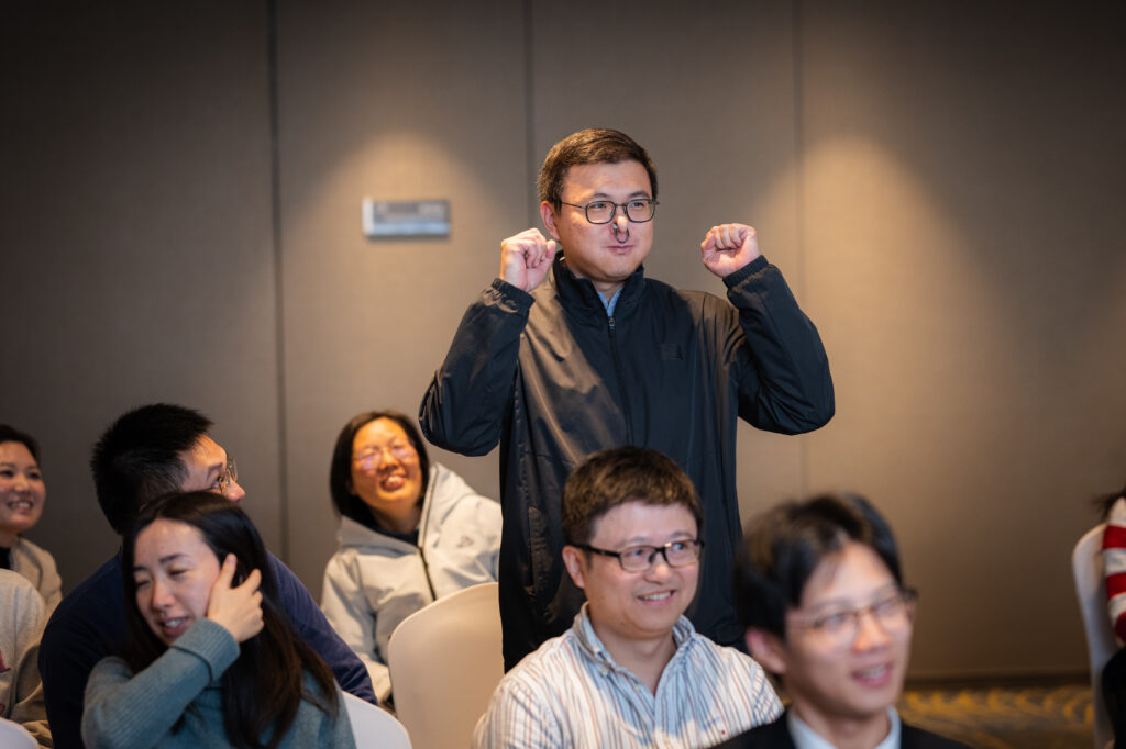 Participant excited during training