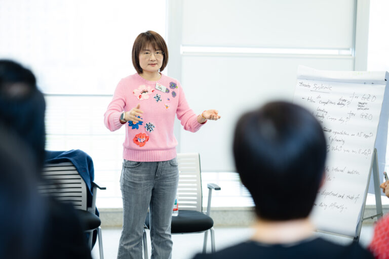 A participant is showcasing